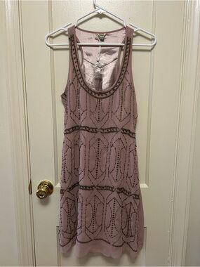 Vintage Fossil Art Deco Beaded Mini Dress Size Small